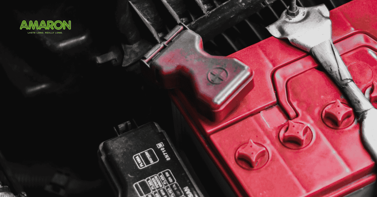 Car battery in Car engine bay